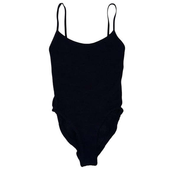 Hunza G Pamela Black One Piece Swimsuit Classic Timeless Crinkle Noir - Picture 6 of 6